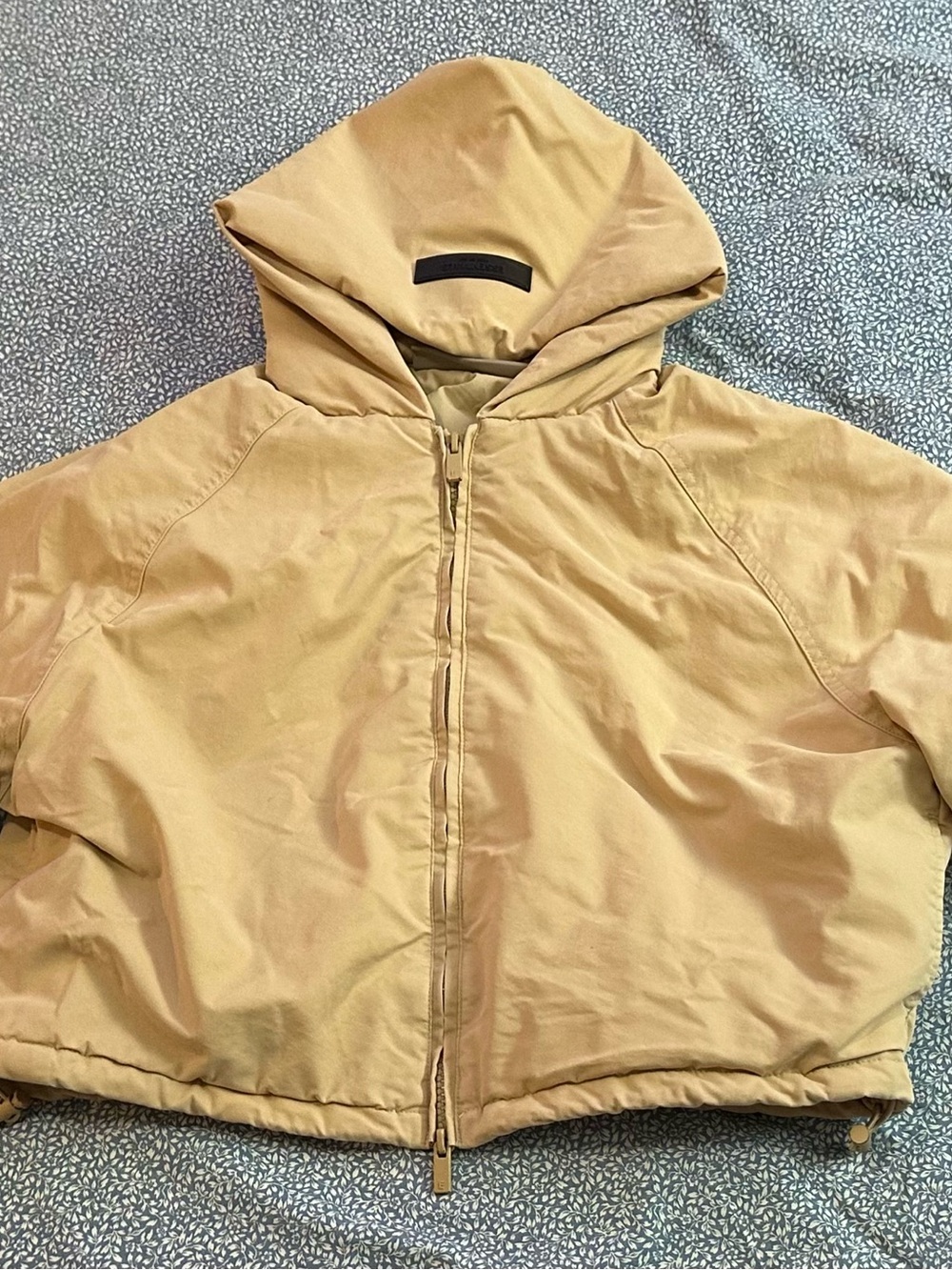 Fear of God Essentials Kids 6/7 Beige Puffer Jacket - Tan Nylon Hooded - FOG